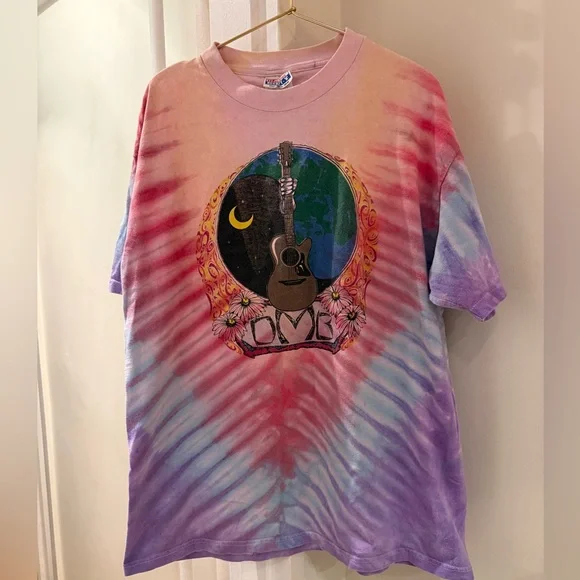 Vintage 90s Dave Matthews Band Tie Dye Tour Tee Single Stitch Size XL - Picture 1 of 3
